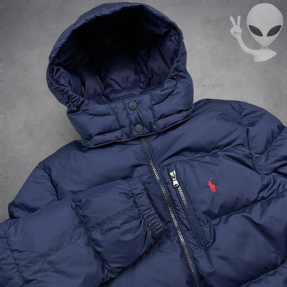 Polo Ralph Lauren Women's Small Navy Gorham Down Puffer Jacket Parka Coat Hooded